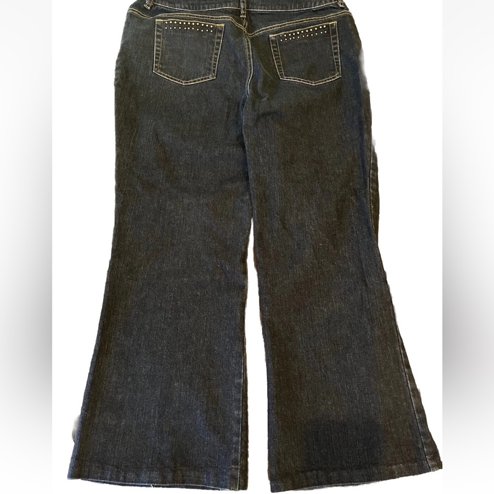 Jones New York Size 14P 14 Petite Bootcut Jeans Signature Gold Beads Boho Denim